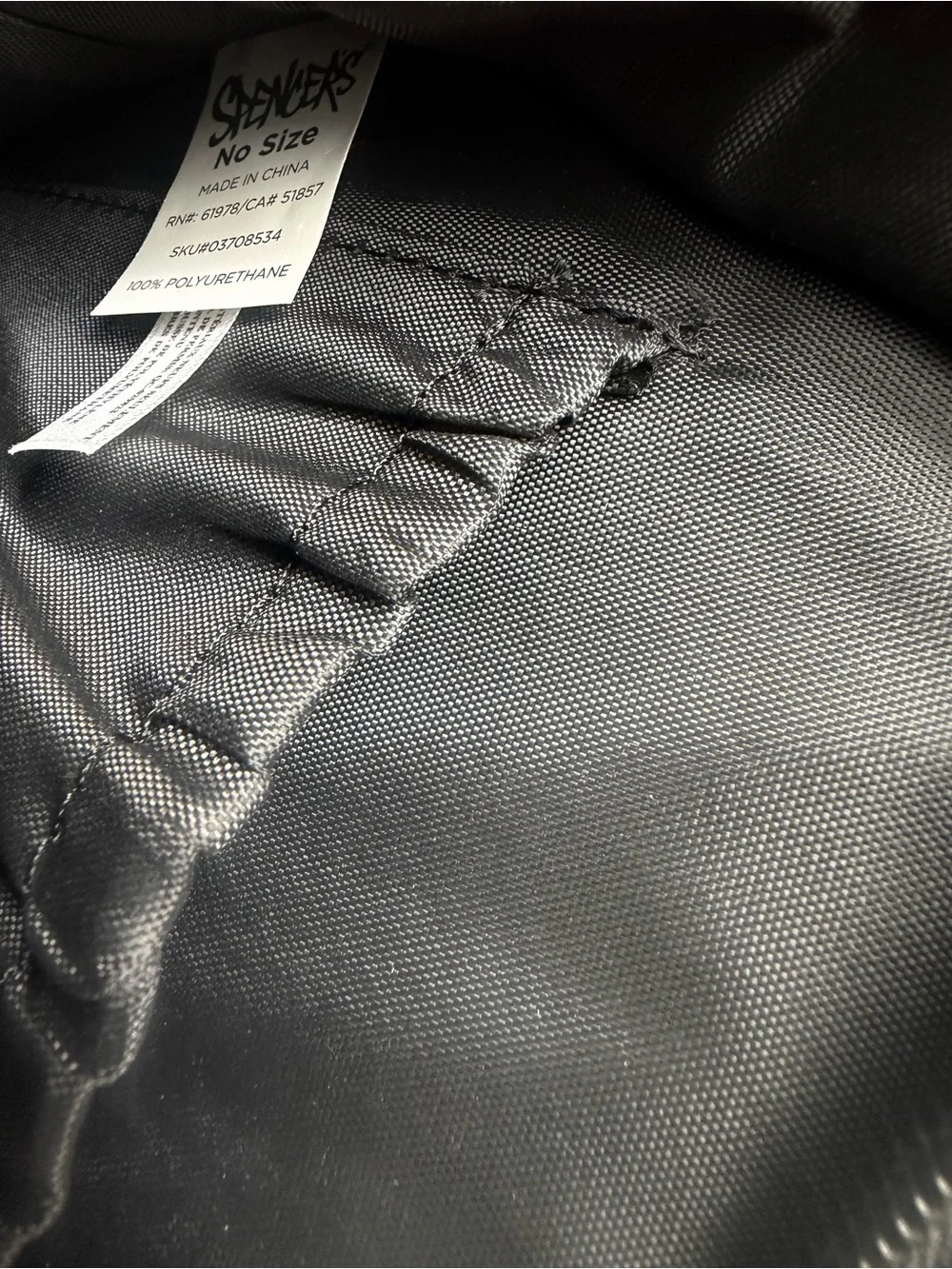 Spencer's Black Textured Tote Interior - Branded Lining